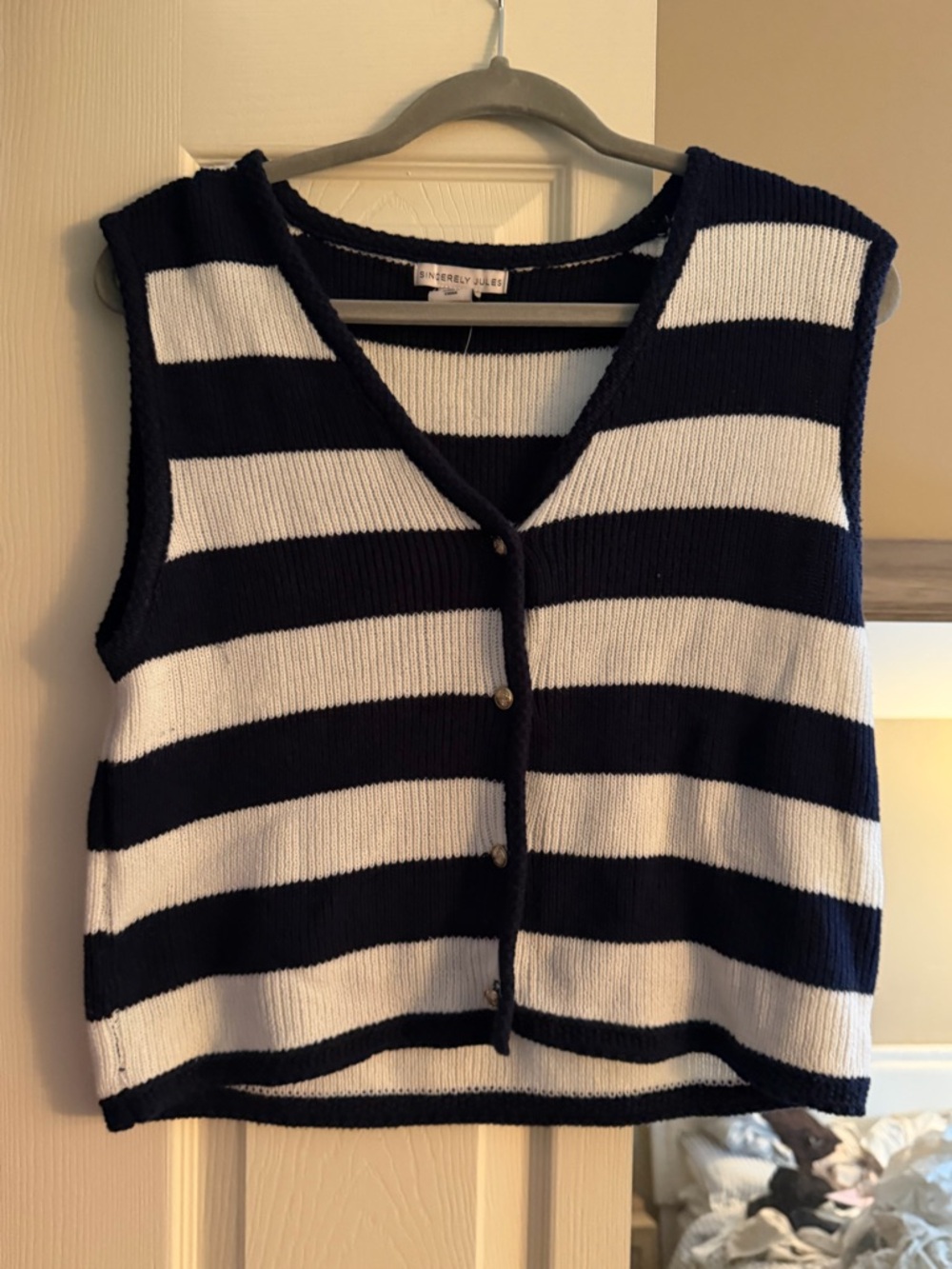 Sincerely Jules Navy and White Striped Knit Tank Vest